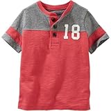 オシュコシュ OSHKOSH/ バーシティラグランヘンリー レッド トップス半袖Tシャツ 7歳【並行輸入】