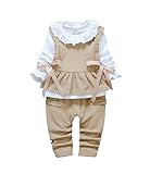 FEVON　セットアップ　ベビ服　女の子　3点セット　Tシャツ+ベスト+ロングパンツ　長袖　春秋　可愛い　フリル　リボン　子供　ガールズ　キッズ　赤ちゃん　長パンツ　ズボン　トップス　カットソー　コッ