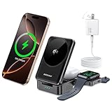 DERLULU qi2 充電器 対応 マグネット式 3-in-1 ワイヤレス充電ステーション/ iPhone用15Wワイヤレス出力 / Apple Watch、AirPods、iPhone 16 Pro Max / 16 Pro / 16 Plus / 16 / 15 / 14 / 13に対応、45WアダプターおよびType-Cケーブル付属