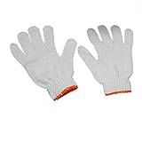 uxcell 手袋　ストリング手袋　オレンジトリム　工人用　弾性ヘム　ホワイト　ペア入
