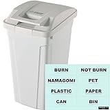 【暮らしの工夫】 ゴミ箱 + 分別シール（透明） SP ハンドル付ダストボックス 45L ごみ箱 ダストボックス ふた付き おしゃれ (ホワイト)