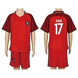 2016 UEFA EURO # 17 NaniレッドホームKids Soccer Jersey & Shortキットセット