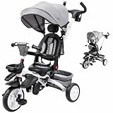 Thinkmax 子供三輪車 ベビーカー 5in1 舵取り 乗用玩具 折りたたみ 組み立て簡単 1～5歳 出産祝い プレゼント ブラック