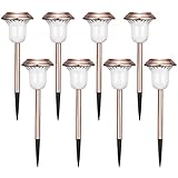 LEDガーデンライト ソーラーライト パスライト 芝生ランプ ステンレス製 自動点灯消灯 センサー感知 8本セット