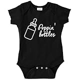 Funny Baby Bodysuit Infant Poppin Bottles (BLACK 6 MONTHS) [並行輸入品]