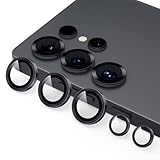 Podick レンズカバー Galaxy S25 Ultra用 カメラフィルム 9H強化ガラス アルミ合金 高透過率 ギャラクシー S25 Ultra カメラ保護 キズ防止 耐衝撃 黒縁取り 露出オーバー防止 飛散防止 気泡ゼロ 極薄 カメラカバー プロテクター (ブラック)