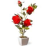 Nationalツリー会社Potted Roses床シルクPlant ホワイト NF36-5179FJ-1