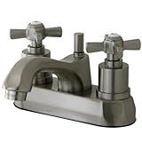 KINGSTON BRASS KS4268ZX Millennium 4-Inch Centerset Lavatory Faucet with Brass Pop-Up, Satin Nickel 