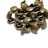 カシメ 6mm 足 6ｍｍ アンティーク 100組 両面カシメ かしめ金具 かしめ レザークラフト 金具 両面 ハンドメイド パーツ 小 極小 (アンティーク)