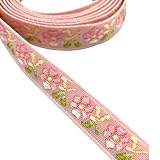 4m×1cm 花柄リボン ハンドメイド 手芸材料 デコレーション用 pt-2271 (ピンク)