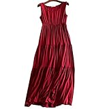 (マーシェル) Marshel マタニティ マキシ ロング ワンピース マタニティー服 楽ちんワンピ レッド フリーサイズ