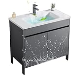 vvicoo 洗面台 洗面化粧台 洗面ボール 洗面台セット 手洗い器 陶器製 洗面所 大容量 自立型 洗面シンク 温水および冷水の蛇口付き 手洗いボウル排水付き シンクガーデンシングルボウルシンク洗面所 置き場付 アウトドア工場/業務用家庭用 バルコニー、庭 (70*48cm/27.5*18.8in,洗面台)