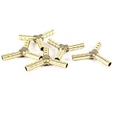 uxcell ホースバーブ　継手コネクタ　空気ガスブラスバーブ　クリニーク　6mmホース　Y字状　3つ穴　ゴールドトーン　5個