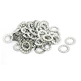 uxcell ロックワッシャー 8mm内径 炭素鋼 亜鉛メッキ 内部鋸歯状 120個入り