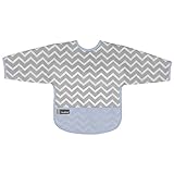 Kushies（クーシーズ） ウォータープルーフ ビブ お食事用エプロン 長袖タイプ (1～2歳用, B04 ブルーシェブロン)