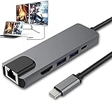 サファイア USB TypeC ハブ 5 in 1 4K＠30Hz 有線LAN アダプター USBC HDMI LANポート イーサネット PD充電対応 ドッキングステーション