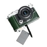 TP Original Olympus PEN E-P7 EP7 専用 オープナブルタイプ ハンドメイド本革 ボディケース 互換 電池交換便利 底面開閉 ハンドメイド本革ハーフカメラケースバッグカバー (グリーン)