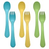 green sprouts Sprout Ware Fork and Spoon, Aqua Assortment, 6 Count by green sprouts by i play. [並行輸入