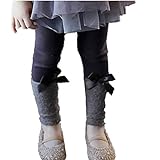 TMM　ガールズ スパッツ タイツ レギンス ズボン 裏起毛 あったかい　リボン ガール 女の子 コットン 綿 秋冬 (100cm, ブラウン)