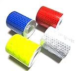 蛍光 反射テープ 高輝度 警告テープ 安全標識 ステッカー 事故防止 5cm×3m 自己接着 耐久性 防水 4本入 か 5本入り 白 赤 黄 青 金 (白・赤・金・藍)