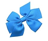 ヘアリボンバレッタのガールズ3 Inch Simple Grosgrain Bow by Funny Girl Designs Lined Alligator Clip ブルー Hair Bow fo