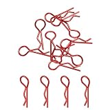 uxcell 10個 90度角度RCボディクリップ曲がったバネRピン 20x1.0x6mm すべての1/8 1/10 1/12スケールモデルRCカークローラー交換用（赤）