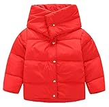 (トヨベイ)Toyobuy 子供 中綿 コート アウター キッズ ブルゾン 女の子 厚手 ジャケット 男の子 マフラー付き レッド 140