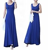 ノースリーブ マキシワンピース ( フリーサイズ )( 青 )( UV加工 半袖 )( ワンピース マキシワンピ UV マキシ 丈 ワンピ 夏 ルームウェア マタニティ レディース )