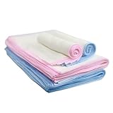 10 Pieces Baby Care Bath And Shower, Baby Bib, Cotton Double Soft Gauze Handkerchief_Blue (Pink) by 