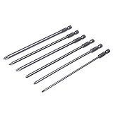 Demiawaking スクリュードライバビット 磁気 十字形 S2合金鋼 1/4 六角 ドライバービット 150mm 6本組