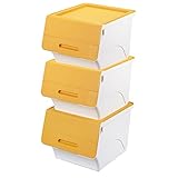 山善(YAMAZEN) 収納ボックス フタ付き 高さ31cm 3個組 キャスター付き サンドイエロー YOB-M*3C(SYE)