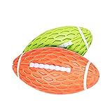 AUSCAT 犬おもちゃ 犬噛むおもちゃ 音が出る 中型犬・大型犬 ボール ラグビー 知育玩具 頑丈 天然ゴム 犬用玩具 ストレス解消 (橙緑 2セット, L)