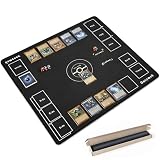 Dnoymab フルサイズ プレイマット 60×60cm 折り目なし TCG ラバー カードゲーム用 マット トレーディング 2人用 滑り止め 全面縫製 安定感向上 収納バッグ付き (厚手3mm 黒)