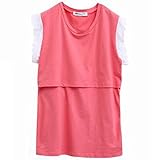(マーシェル) Marshel 授乳口付 ノースリーブ おしゃれ マタニティ かわいい マタニティー服 お腹周りカバー 授乳 レース 楽ちん ピンク L