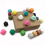 Kissteether 20pcs ミックスカラー0.67 "（17ミリメートル）幾何学的な六角形のシリコーンビーズ安全な食品グレード看護咀嚼シリコーンビーズベビーテザーネックレス/ブレスレットDIY