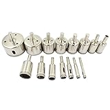 ホールソー ガラス タイル 穴あけ ダイヤモンド コアビット 15本セット 6mm —— 50mm