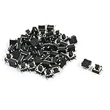 uxcell タクトスイッチ プラスチック 金属 プッシュボタン瞬間的 6x6x5mm 4-ピン SMD 55個入り