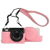 Rieibi TZ99 カメラケース、Panasonic Lumix DC-TZ99/ DC-ZS99デジタルカメラ用PUレザーカメラケース、調節可能なショルダーストラップ付き取り外し可能な保護ケース、ビューティーカバー