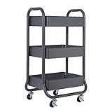 DESIGNA 3段 ローリングカート 収納キッチン キッチンワゴン キャスター付き グレー