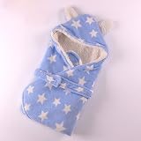 corolerベビーラップおくるみブランケットCozy Sleeping Bag with波パターンExtra Thick for秋、冬、春0 – 12月Baby One Size ブルー