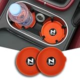 For NWGN 専用 車 ノンスリップ コースター 滑り止めシリコーン製 持ち手付きり 丸型 直径70mm 対応新型NWGN 1系 2系 3系 4系 専用 防水 静音 ノイズ低減 便利 洗いやすい カー インテリア アクセサリー （ 2枚入-ブラックメタル カフェ）