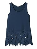 Angeliebe エンジェリーベ 授乳 口 付 裾 レース タンク トップ フリー ネイビー