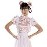 [SYRHSYB] メイド服 コスプレ衣装 チャイナドレス メイド服 中華風 3点セット 蝶結ぶ ロング ショート丈 コスチューム ハロウィン ワンピース 仮装 喫茶店 パーティー イベント クリスマス カフェ 学園祭 文化祭 ハロウィン 仮装