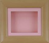 BabyRice Deepボックス表示フレームfor 2d 3d ArtオブジェクトMedal Keepsake Baby Casts 1st Bootees花ブナ効果/ピンクマウント/ピンクBack