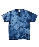 [クロスアンドステッチ] タイダイTシャツ タイダイ染めのオープンエンドTシャツ 綿100% (ネイビー, M)