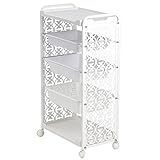 自由組立エステワゴン花柄2 5段 ( 5-E ) ( 23157+23113+23116+23114+23118+23113 ) [ エステワゴン ネイルワゴン キッチンワゴン マルチワゴン サイドワゴン キャスター付き 収納 業務用 サロ