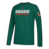 Adidas NCAA大学のマイアミハリケーン究極長袖Climalite Tシャツ L