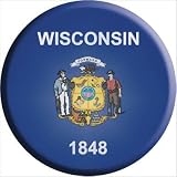Smart Blonde C-148 Wisconsin State Flag Metal Circular Sign