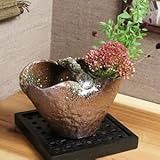信楽焼　茶窯変手付き花入れ【ha-0137】　花瓶　花器　一輪挿し　花入　しがらき焼　陶器　焼き物　壷　インテリア　おしゃれ　オシャレ