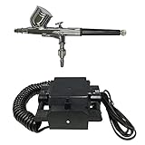 エアブラシ 0.2mm コンプレッサー セット 0.2mm ニードルアジャスター エアーブラシ